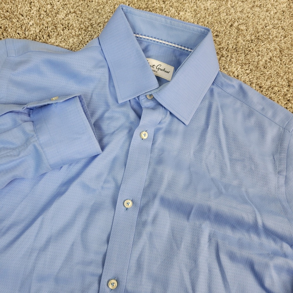 Robert Graham Mens 15.5-39 Blue Button Up Long Sleeve